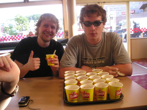 Hippie poses with Green during the epic 20 frosty challenge