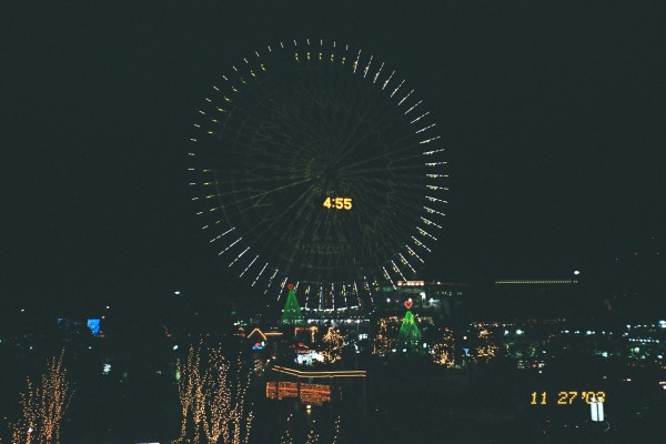 Cosmo Clock in Yokohama at night