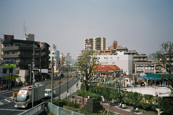 The view near Mukogaoka-Yuen station including Wendy's in the middle of the shot