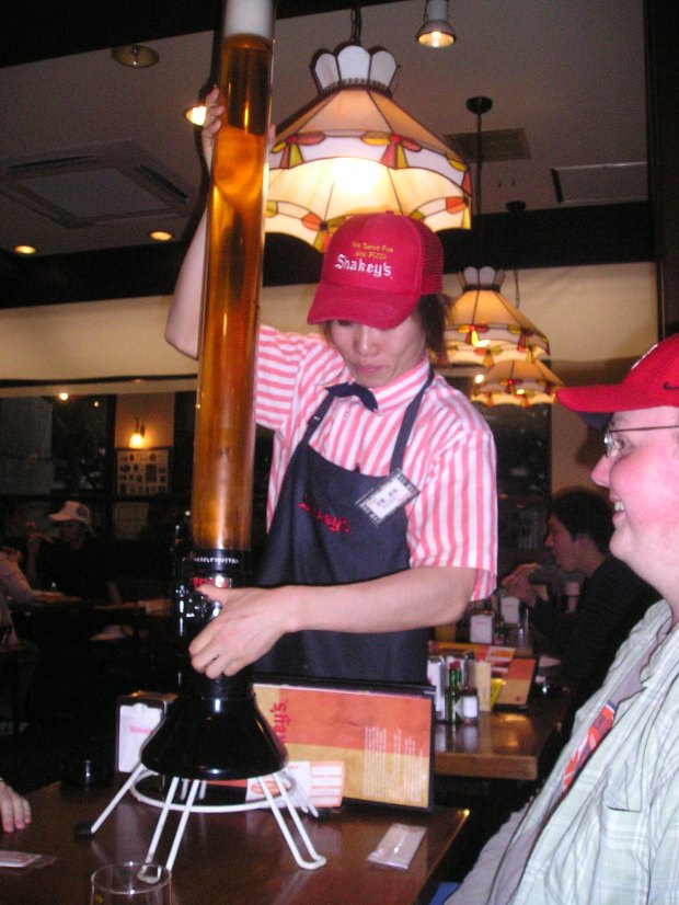 The Tower of Beer at Shakey's Pizza in Harajuku