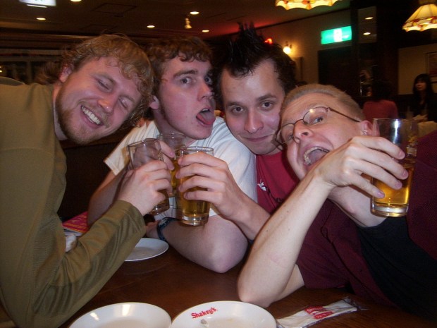 Hippie, Green, Code Red and I enjoying some beer